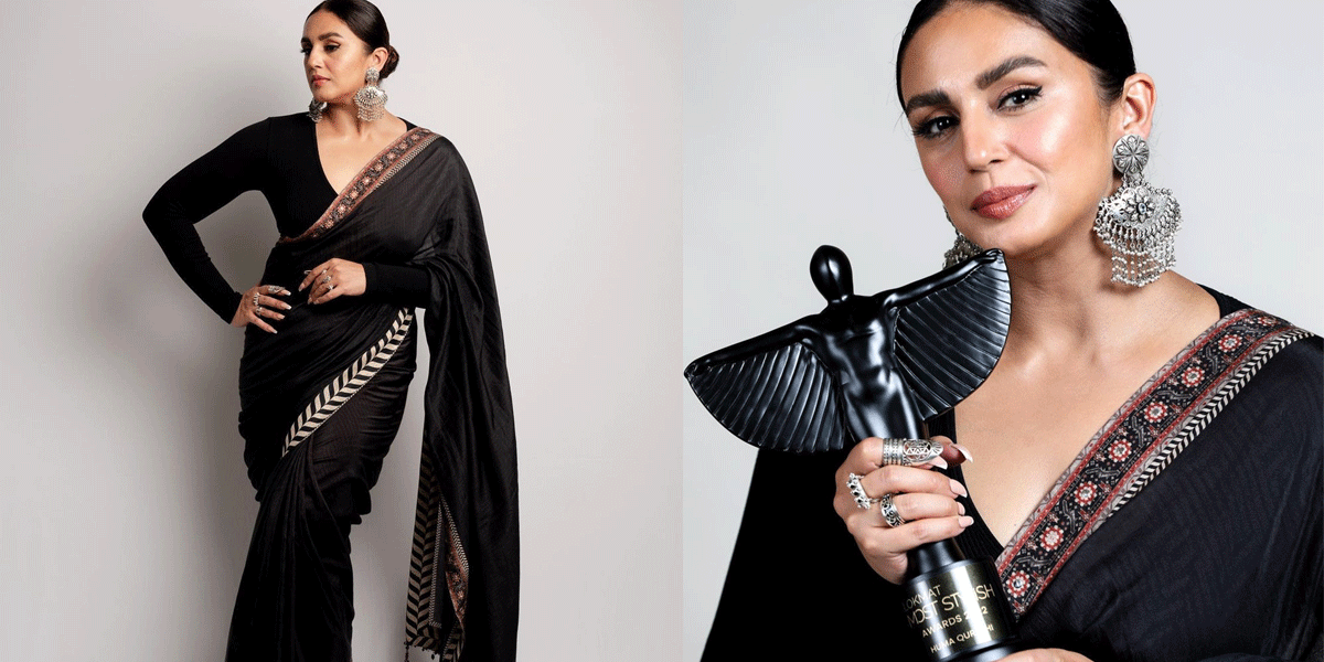 Huma Qureshi : ఈ చీర ధర రూ.37 వేలు..ప్రత్యేకత ఏమిటో తెలుసా ? huma-qureshi-classic-black-out-fit-for-awards-function
