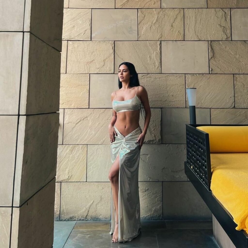 Esha Gupta : నాభి అందాలతో రెచ్చగొడుతున్న ఈషా 5 esha-gupta-esha-gupta-bombshell-look-in-silver-bralette-and-thigh-slit-skirt
